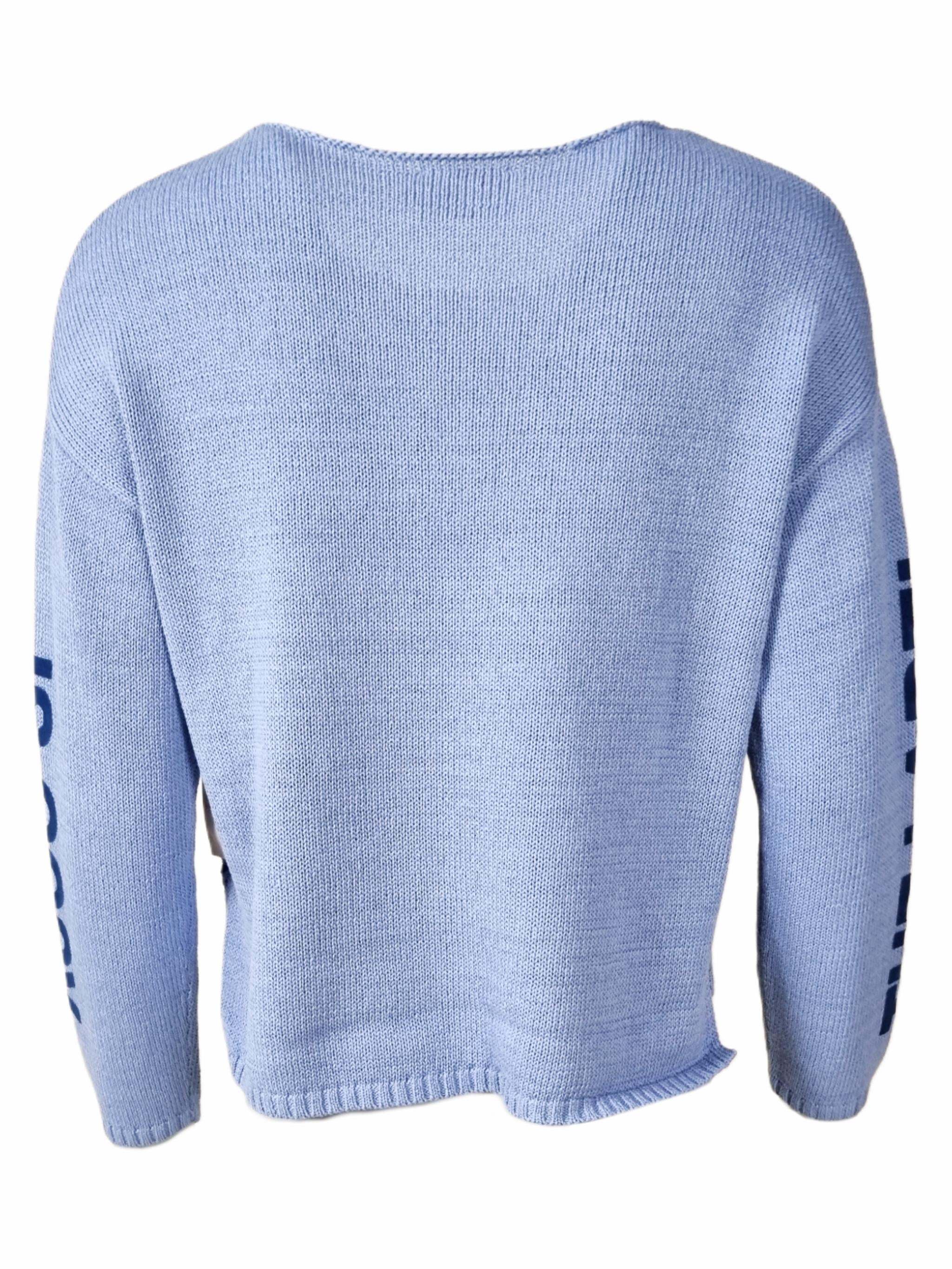 Damen Strickpullover Baumwolle Leinen mit Flockprint - BrittaC