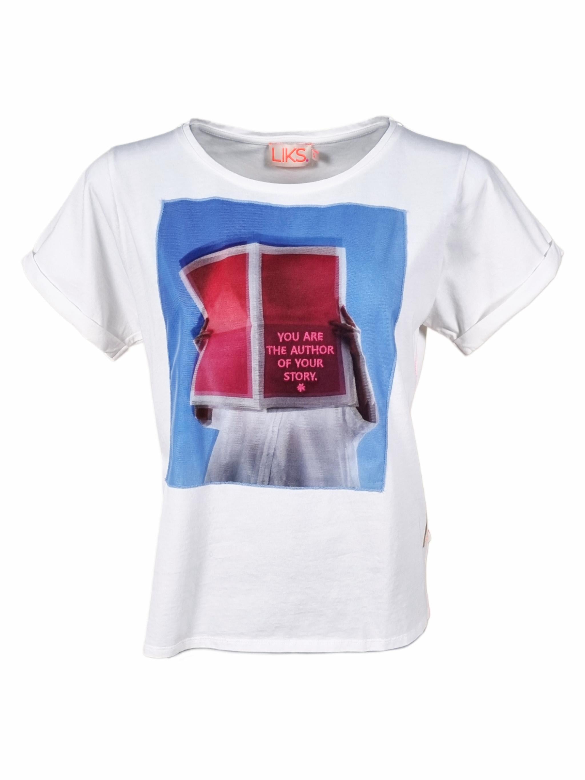 Damen TShirt mit Flockprint/ Mesh Applikation - PamelaC
