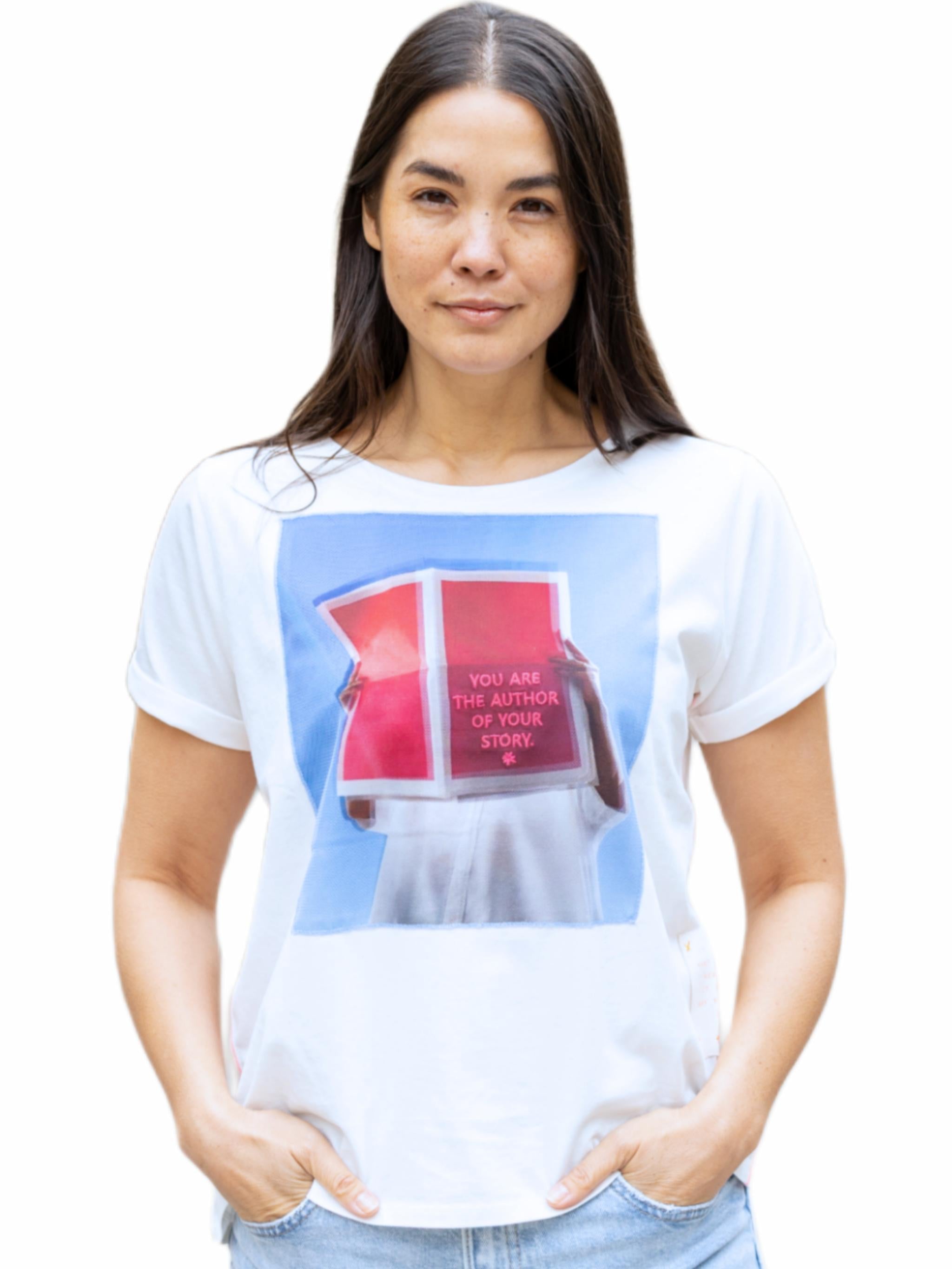 Damen TShirt mit Flockprint/ Mesh Applikation - PamelaC