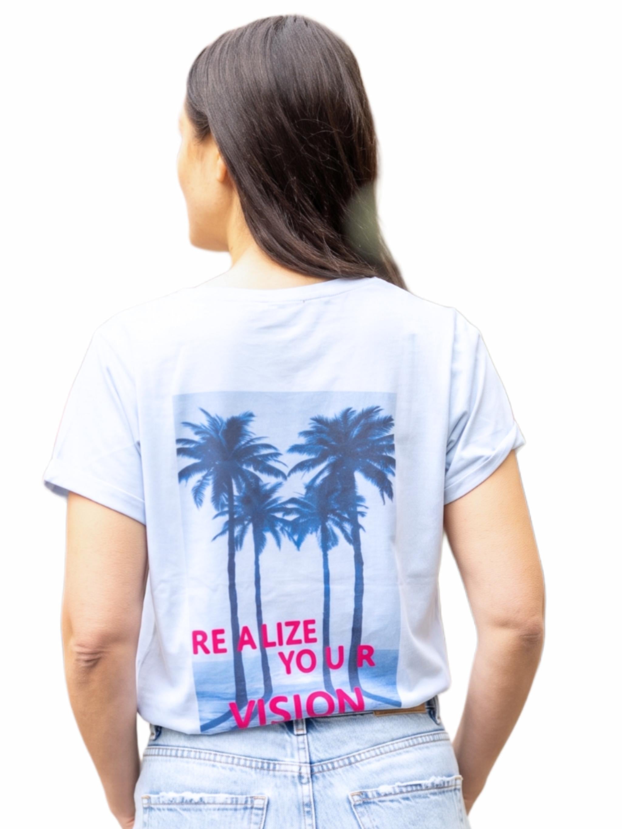Damen TShirt mit Flockprint/ Mesh Applikation - PamelaC