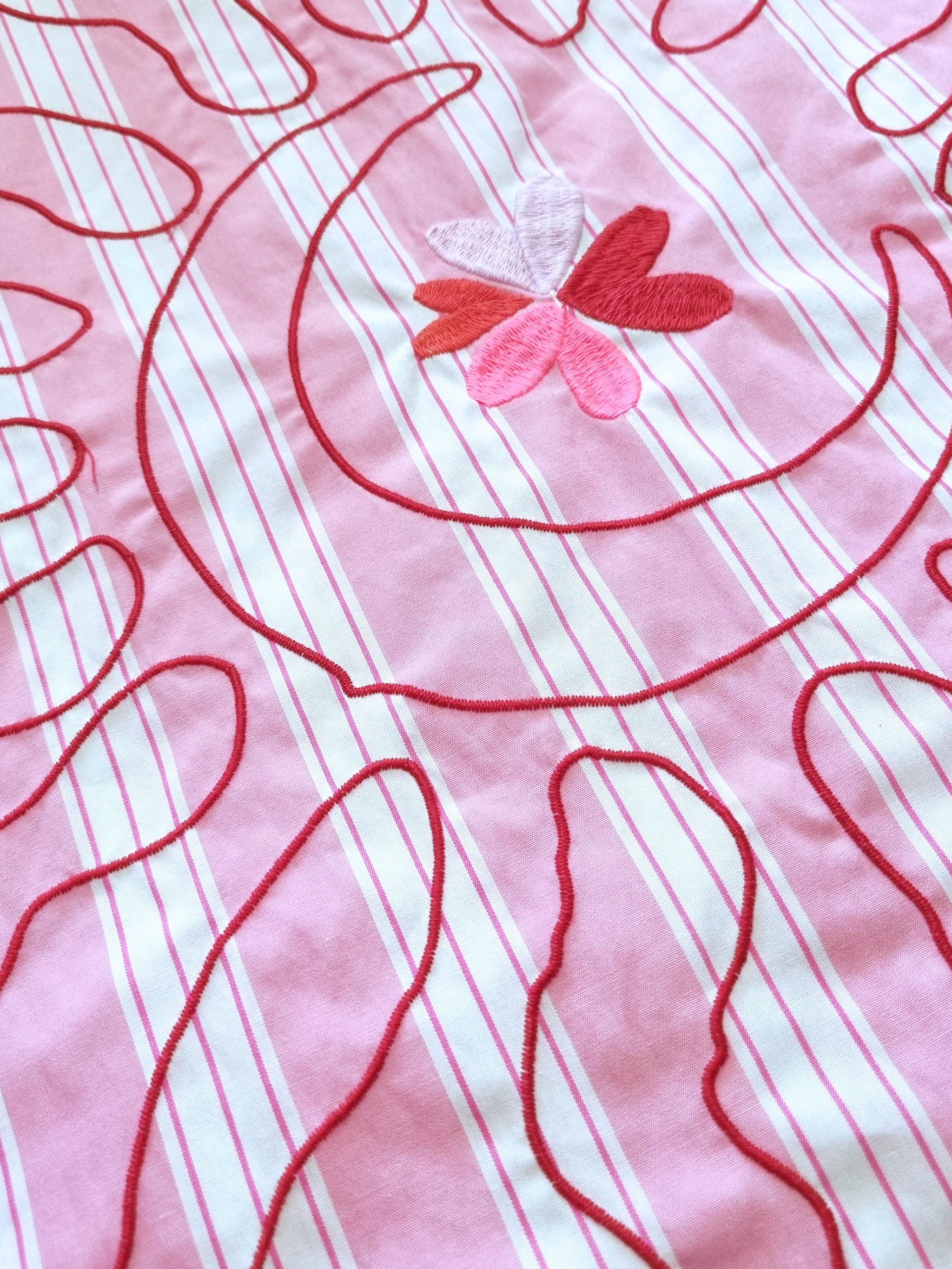 Damen Bluse gestreift mit Sonnen Stickerei - GraceC