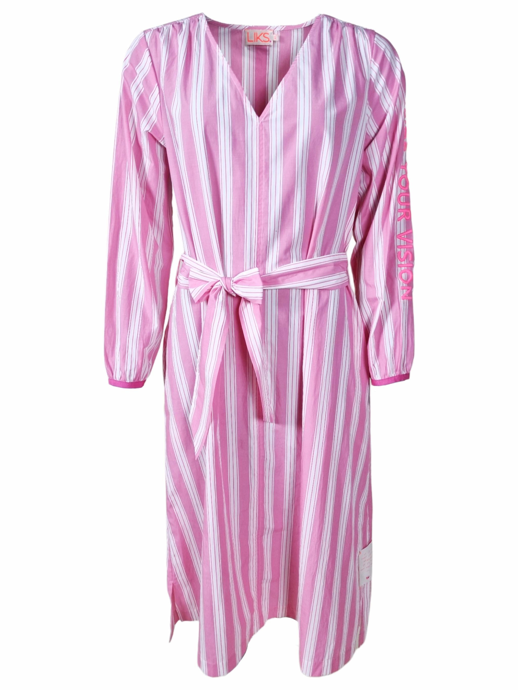 Blusenkleid mit Streifen und Ärmelstickerei