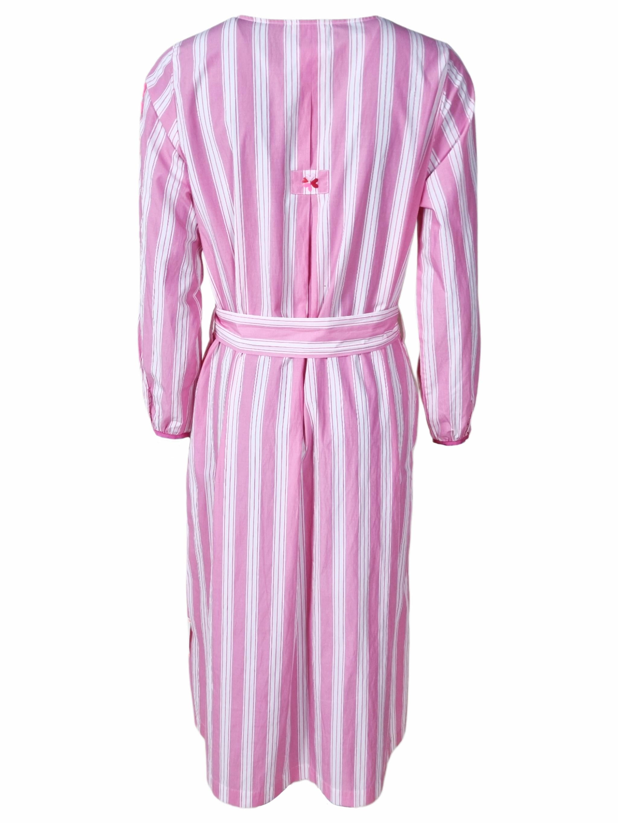 Blusenkleid mit Streifen und Ärmelstickerei