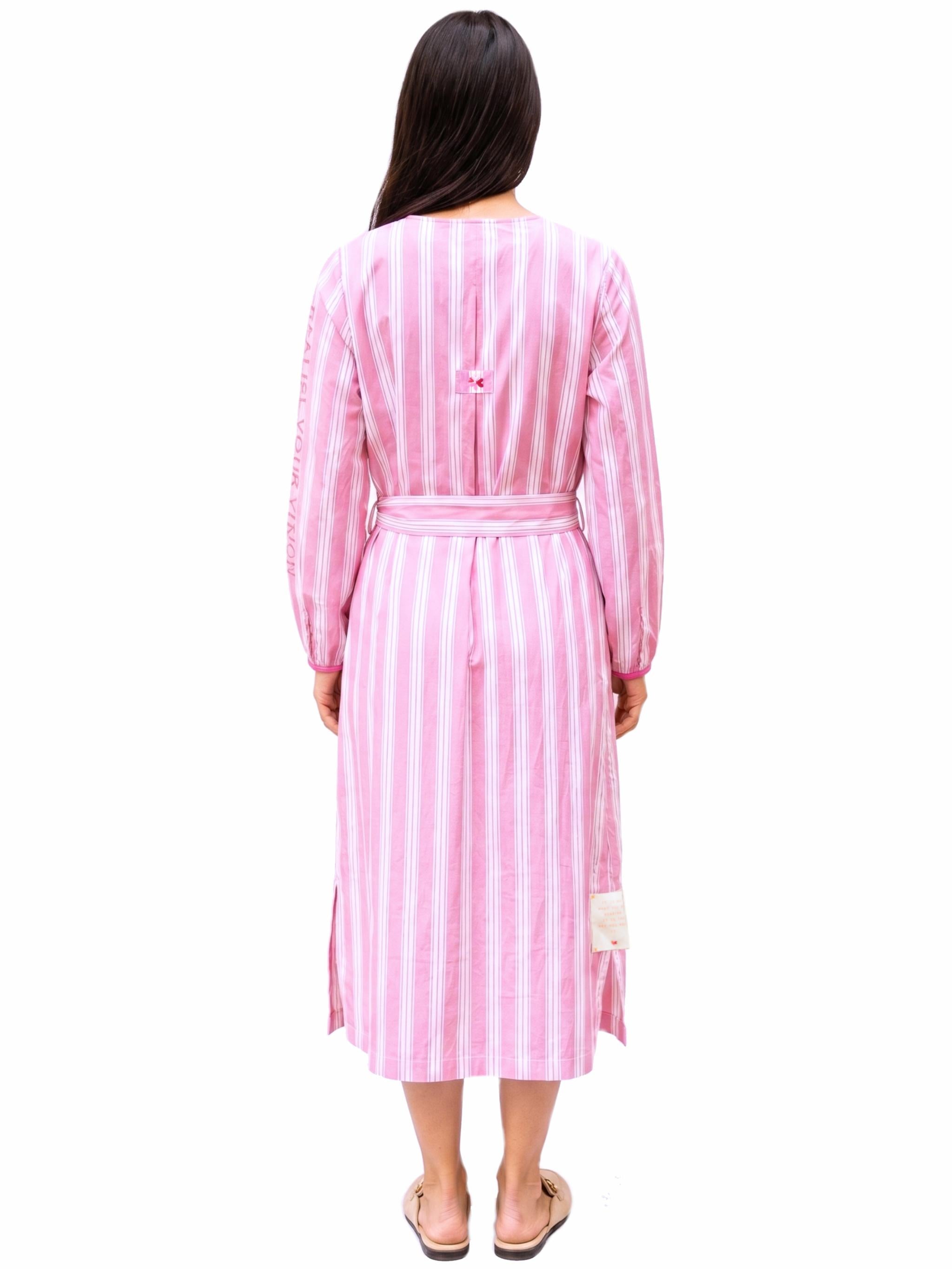 Damen Blusenkleid gestreift mit Stickerei am Arm - LeonieC