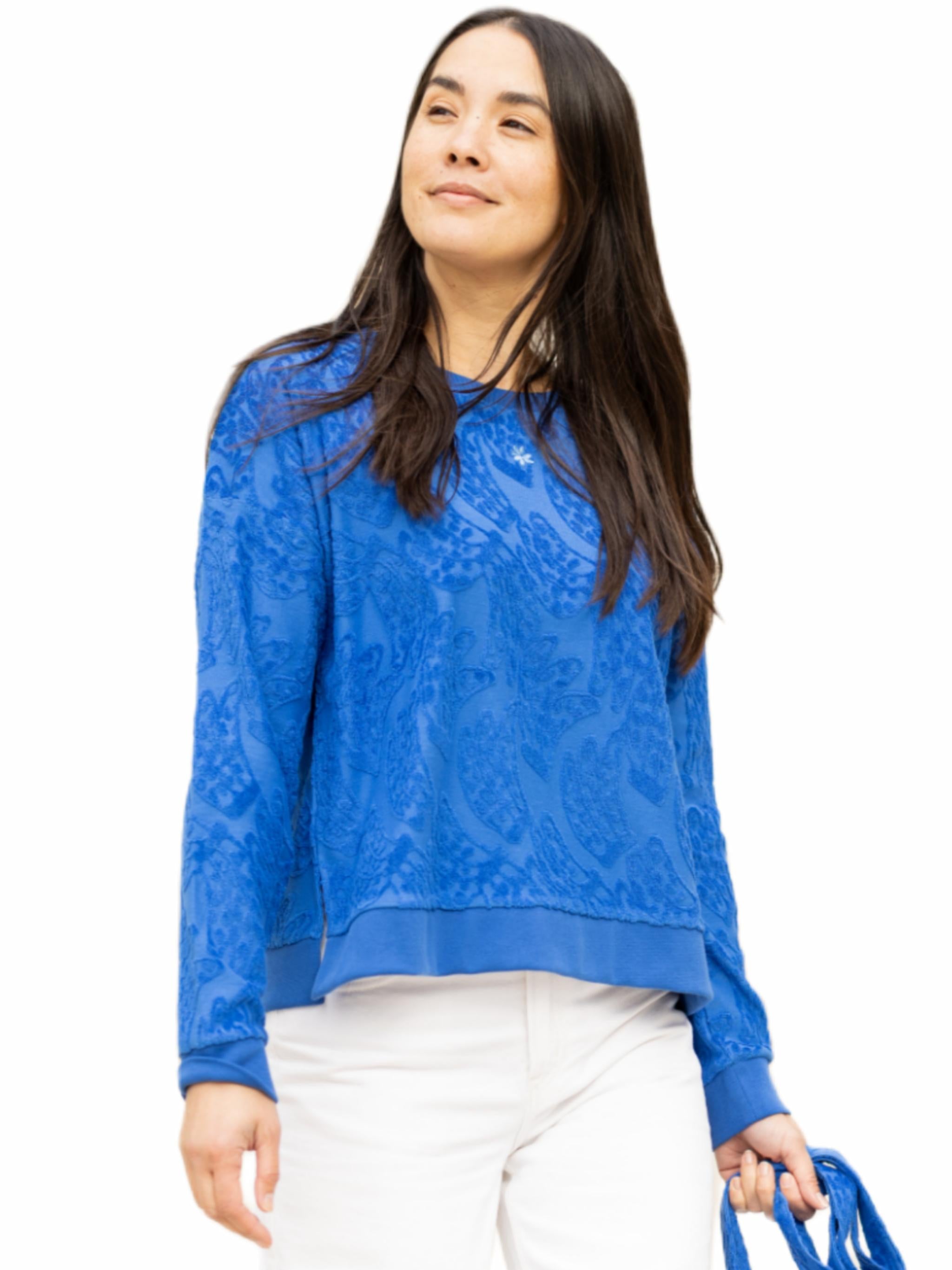 Damen Sweatshirt mit Frottee Jacquard - SelinaC