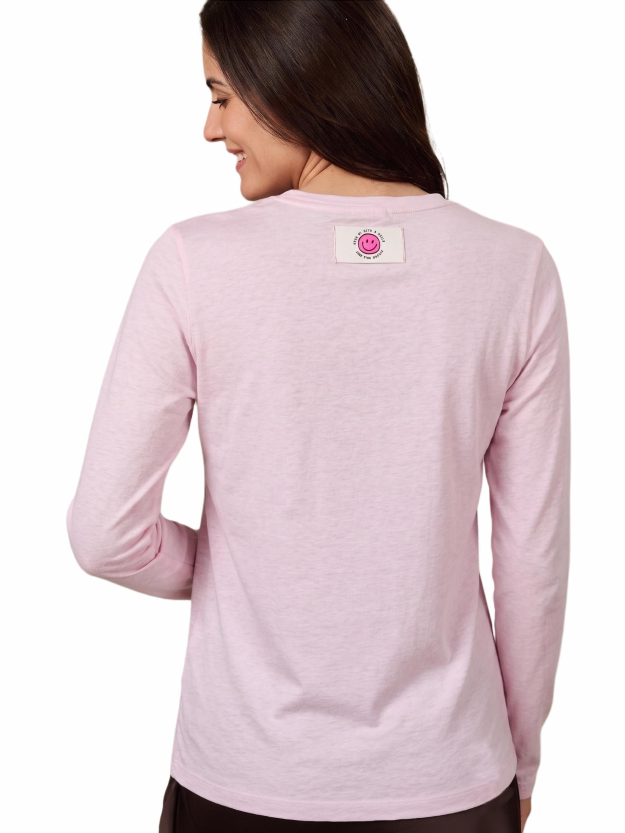 Damen Langarmshirt mit Flockprint aus Organic Cotton - Lyocell - Mischung - Pa