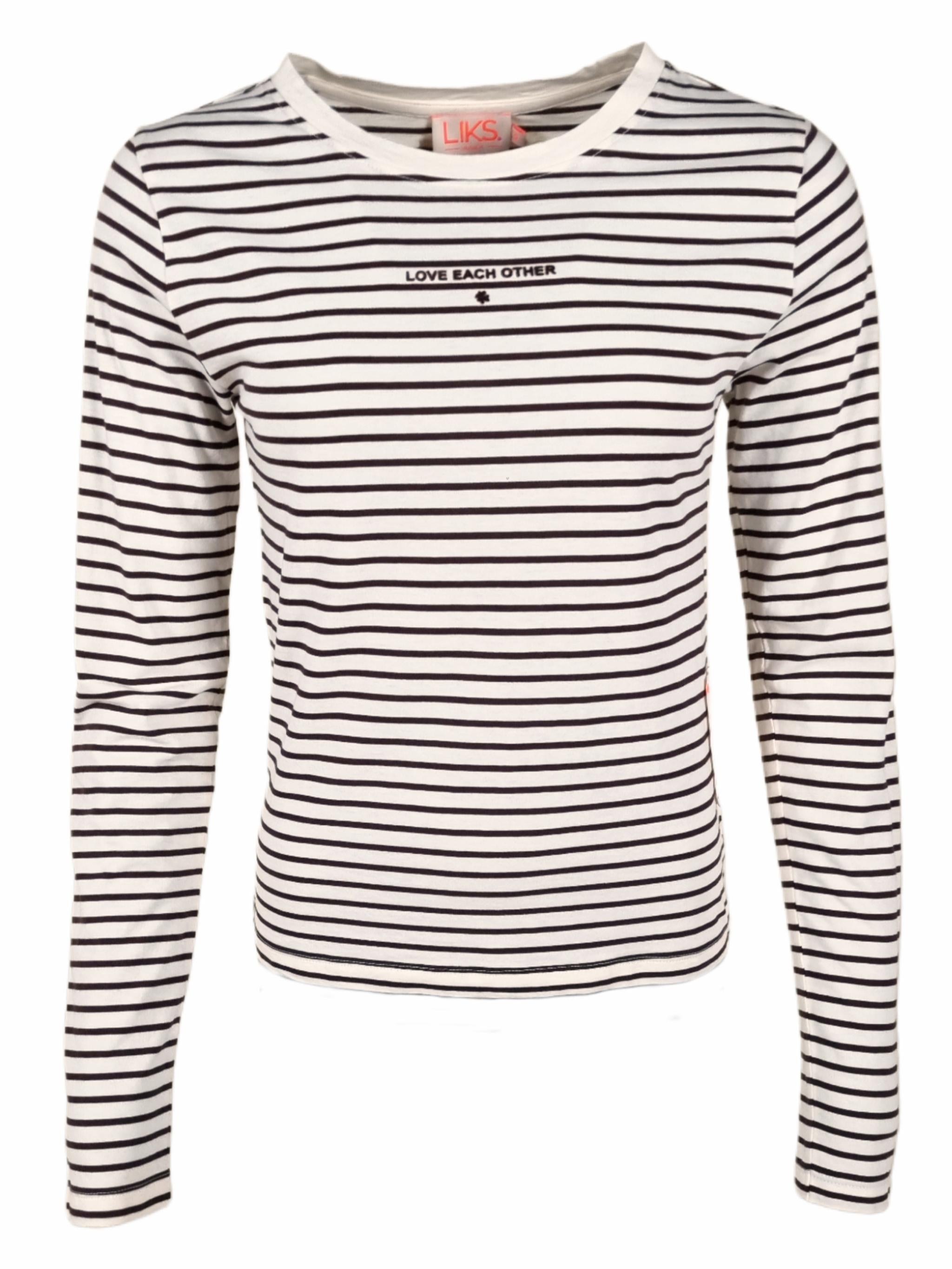 Damen Langarmshirt gestreift mit Flockprint aus Organic Cotton - Lyocell - Mischung -
