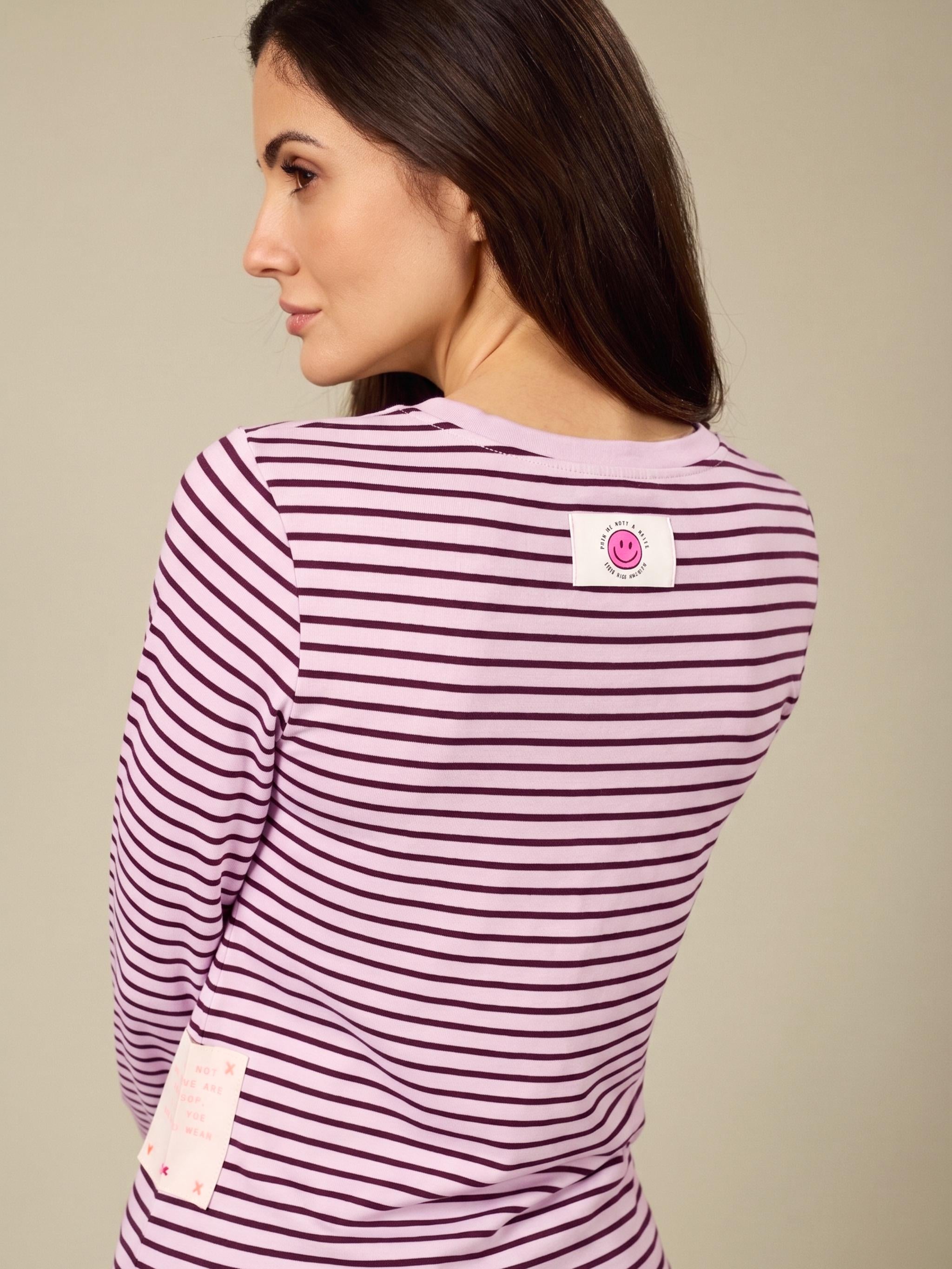 Damen Langarmshirt gestreift mit Flockprint aus Organic Cotton - Lyocell - Mischung -