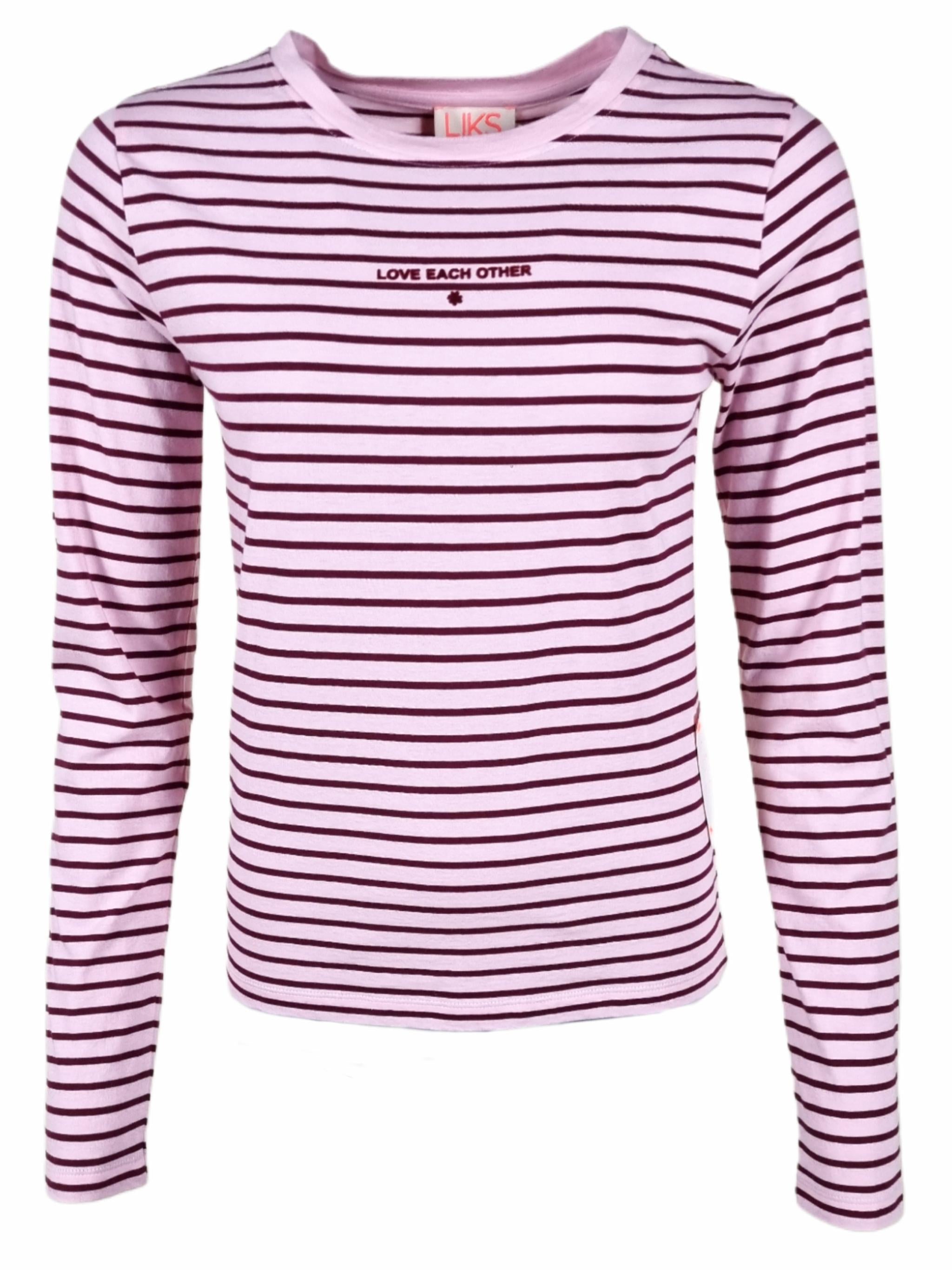 Damen Langarmshirt gestreift mit Flockprint aus Organic Cotton - Lyocell - Mischung -