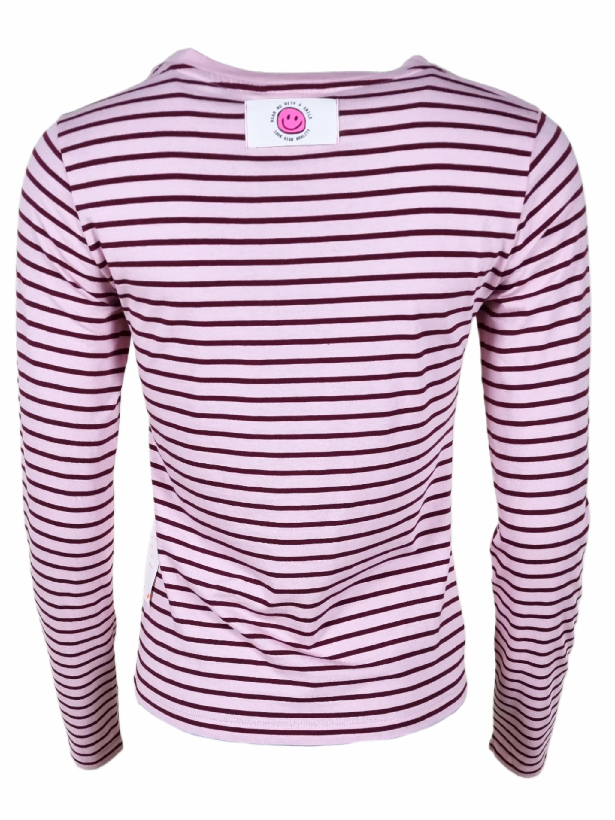 Damen Langarmshirt gestreift mit Flockprint aus Organic Cotton - Lyocell - Mischung -