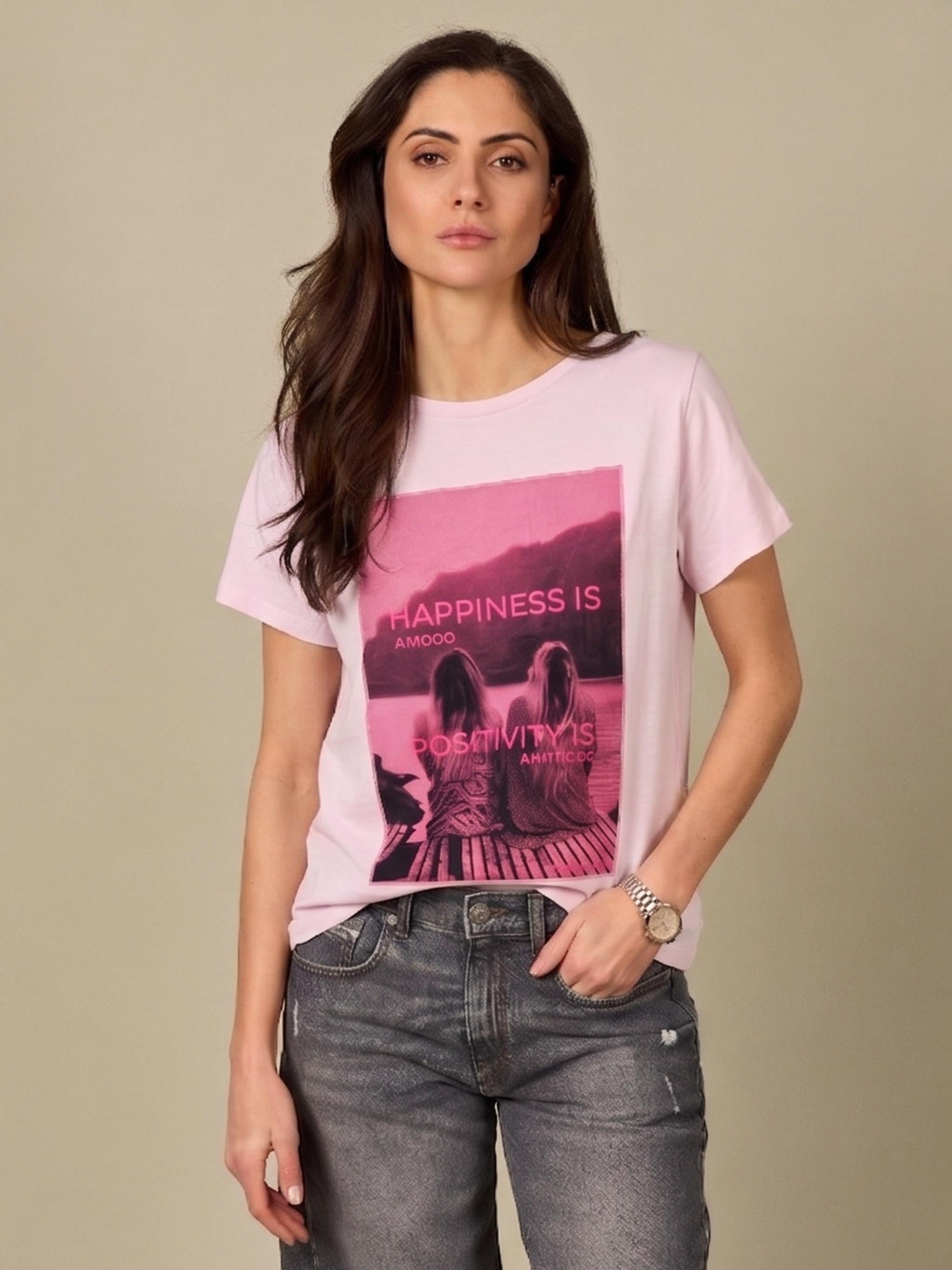 Damen TShirt mit Print Mesch Application aus Organic Cotton - PaulinaC