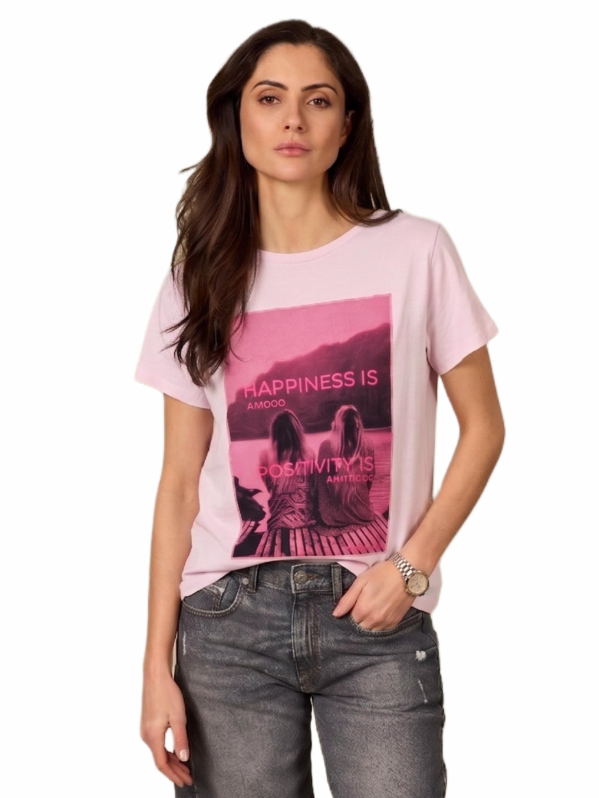 Damen TShirt mit Print Mesch Application aus Organic Cotton - PaulinaC