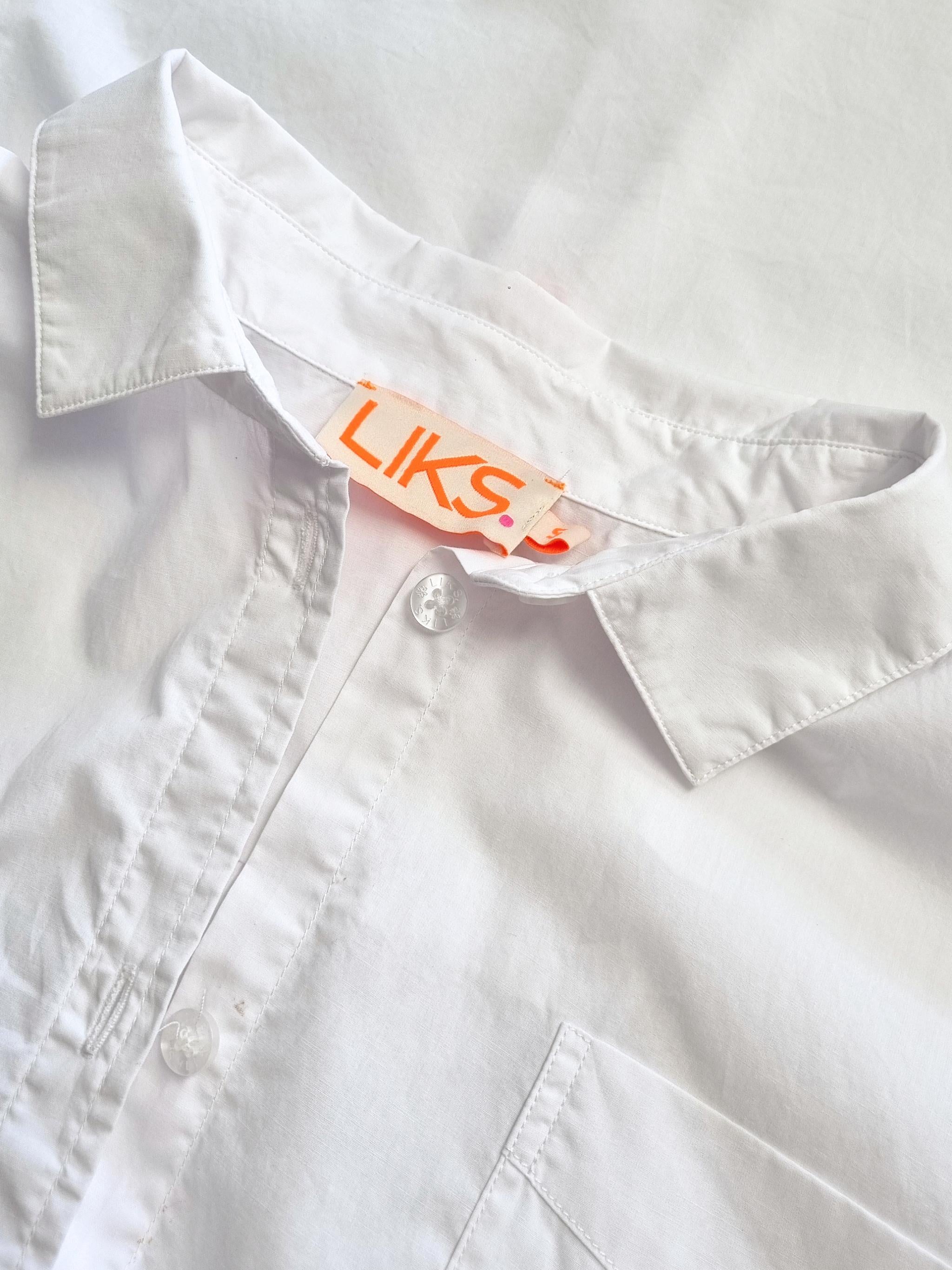 Damen Bluse uni mit gestreift mit Brusttasche, Raffung am Rückenteil aus Baumwolle - GraceC