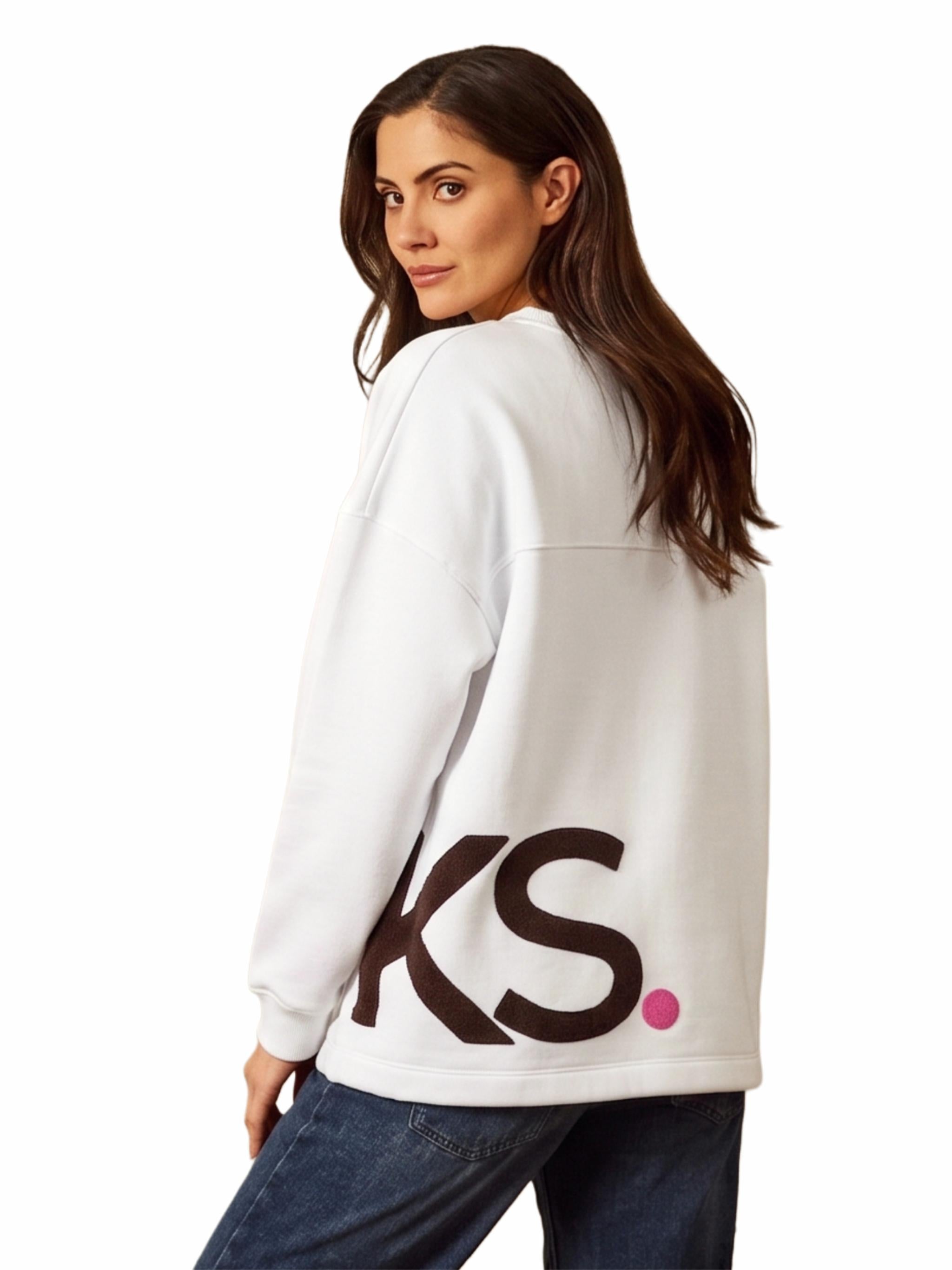 Damen Sweatshirt mit Materialmix und Teddy Patch an der Seite aus Baumwoll - Mischung -