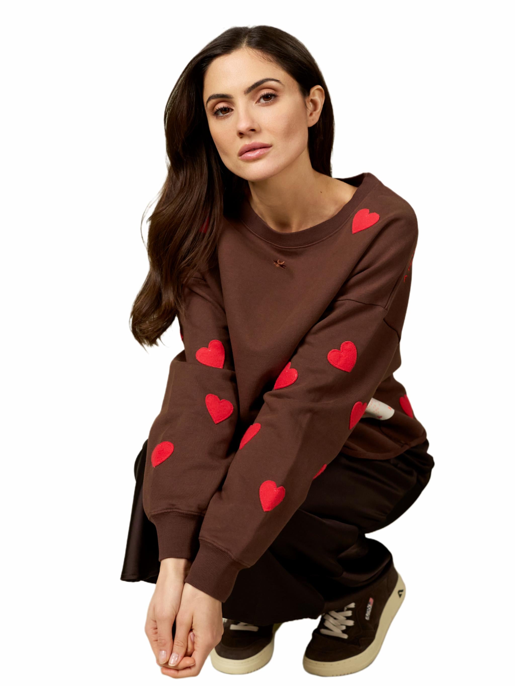 Damen Sweatshirt mit Herzpatches aus Organic Cotton - SummerC