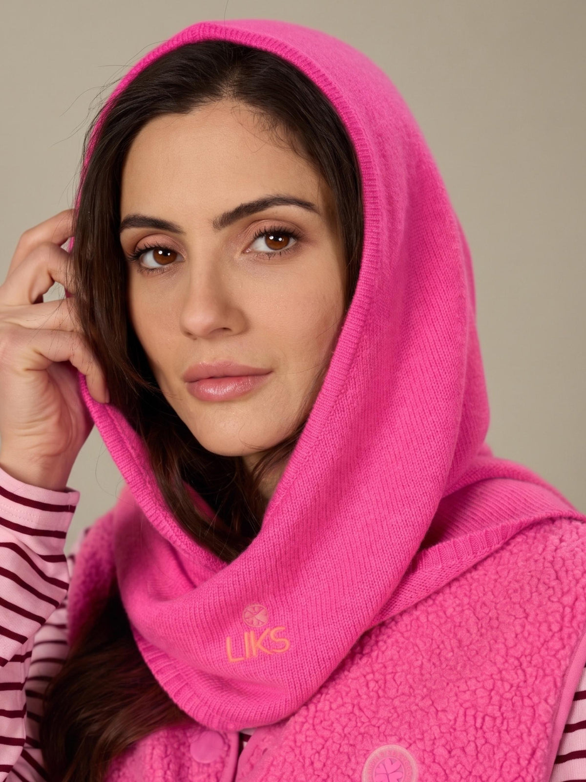Damen Strick Balaclava aus Organic Baumwoll - Merinowoll - Mischung - DannyC