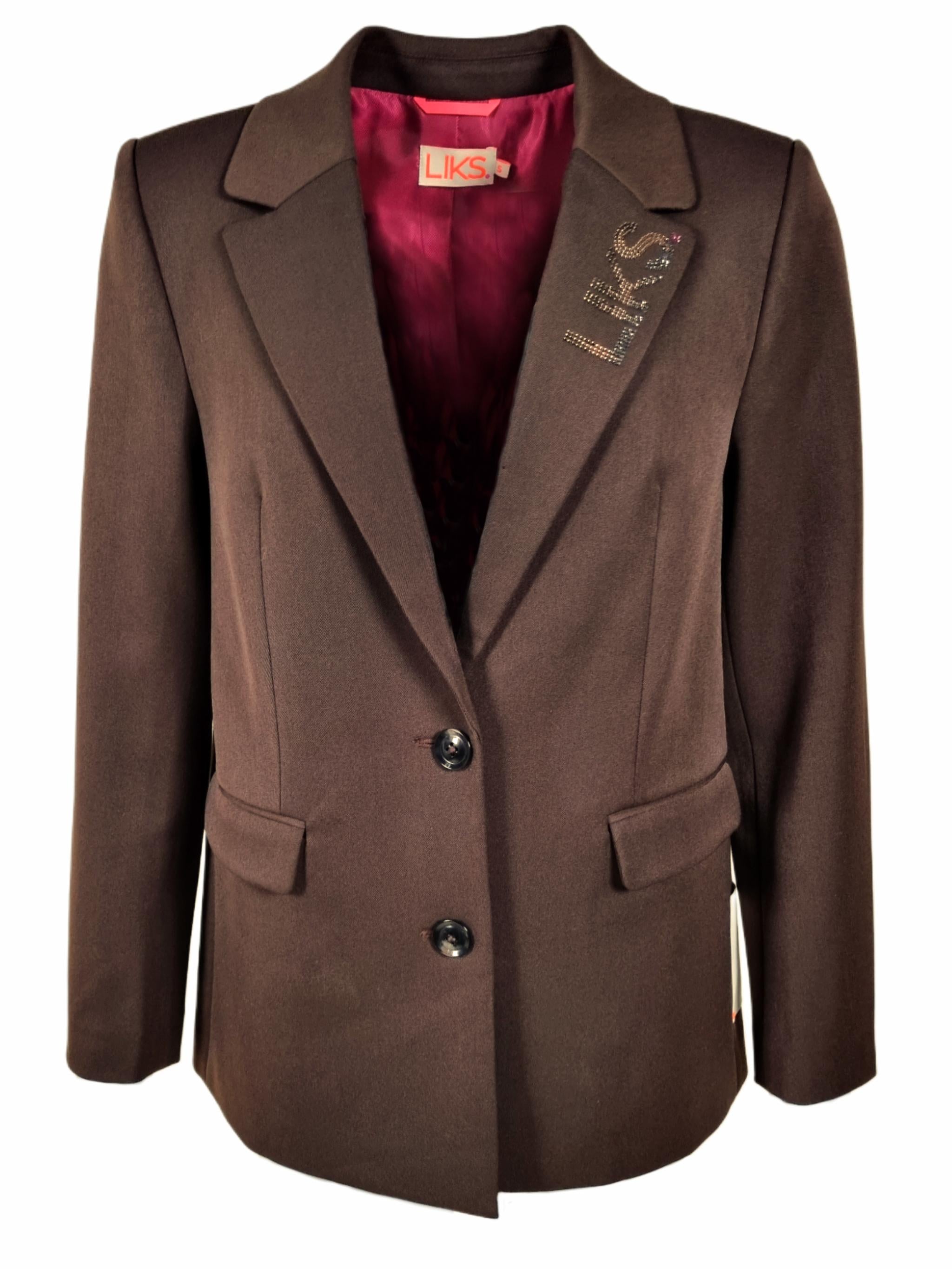 Damen Blazer mit Taschengürtel mit Applikation am Kragen - YunaC