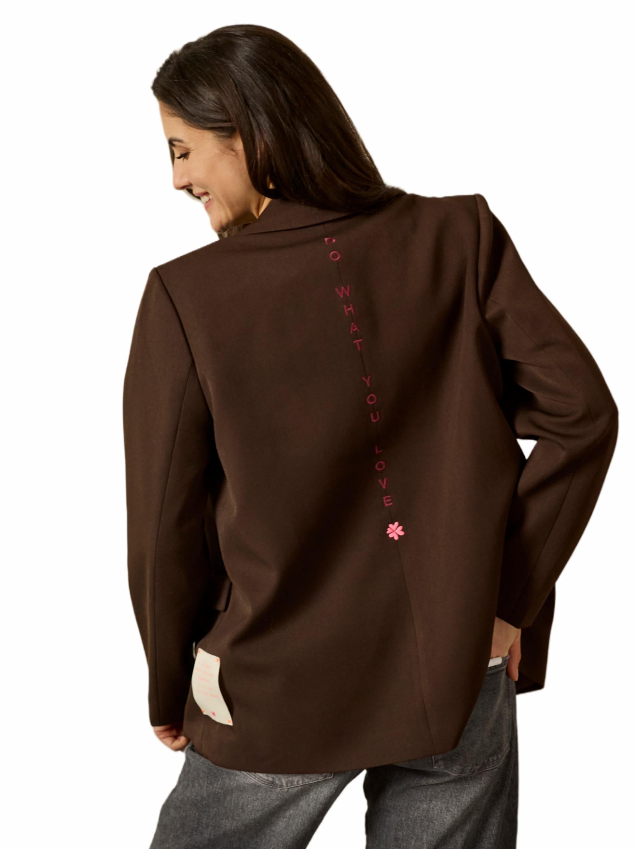 Damen Blazer mit Taschengürtel mit Applikation am Kragen - YunaC