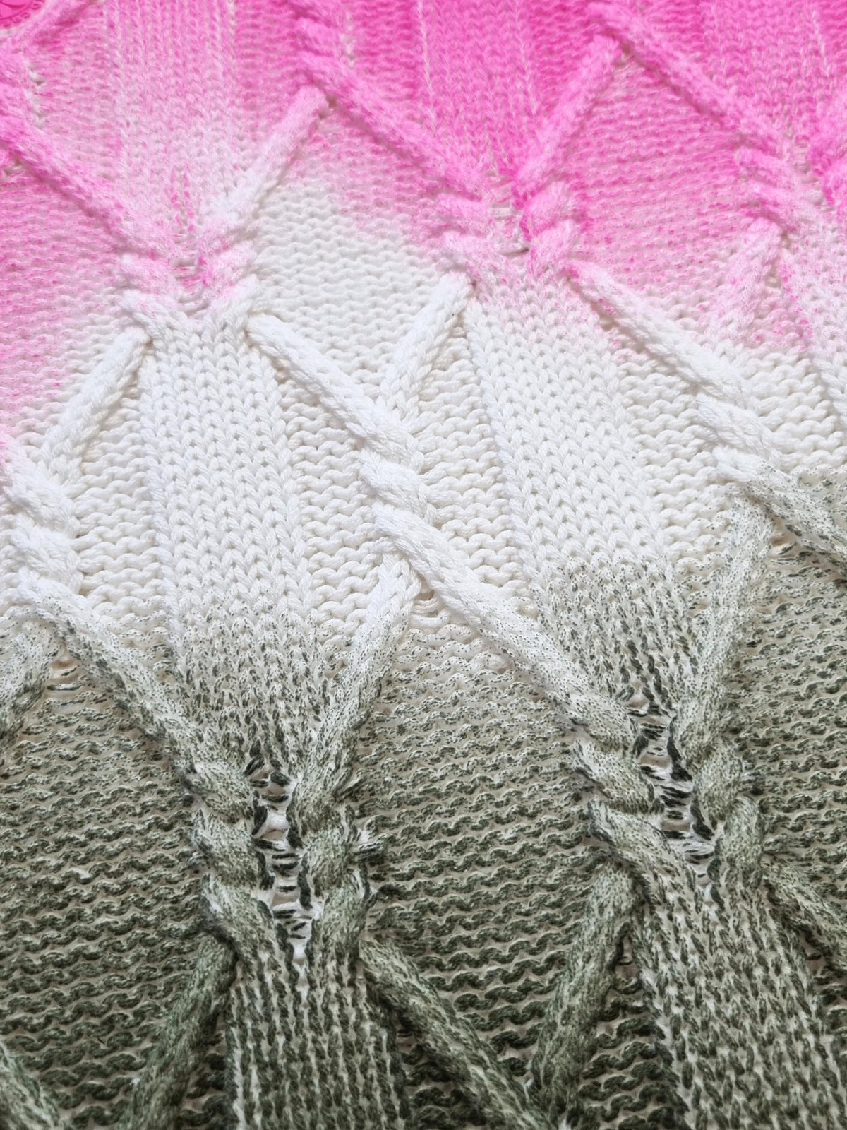 Damen Strickpullover gesprüht mit Zopfmuster aus Baumwoll - Polyacryl - Mischung - DoroC
