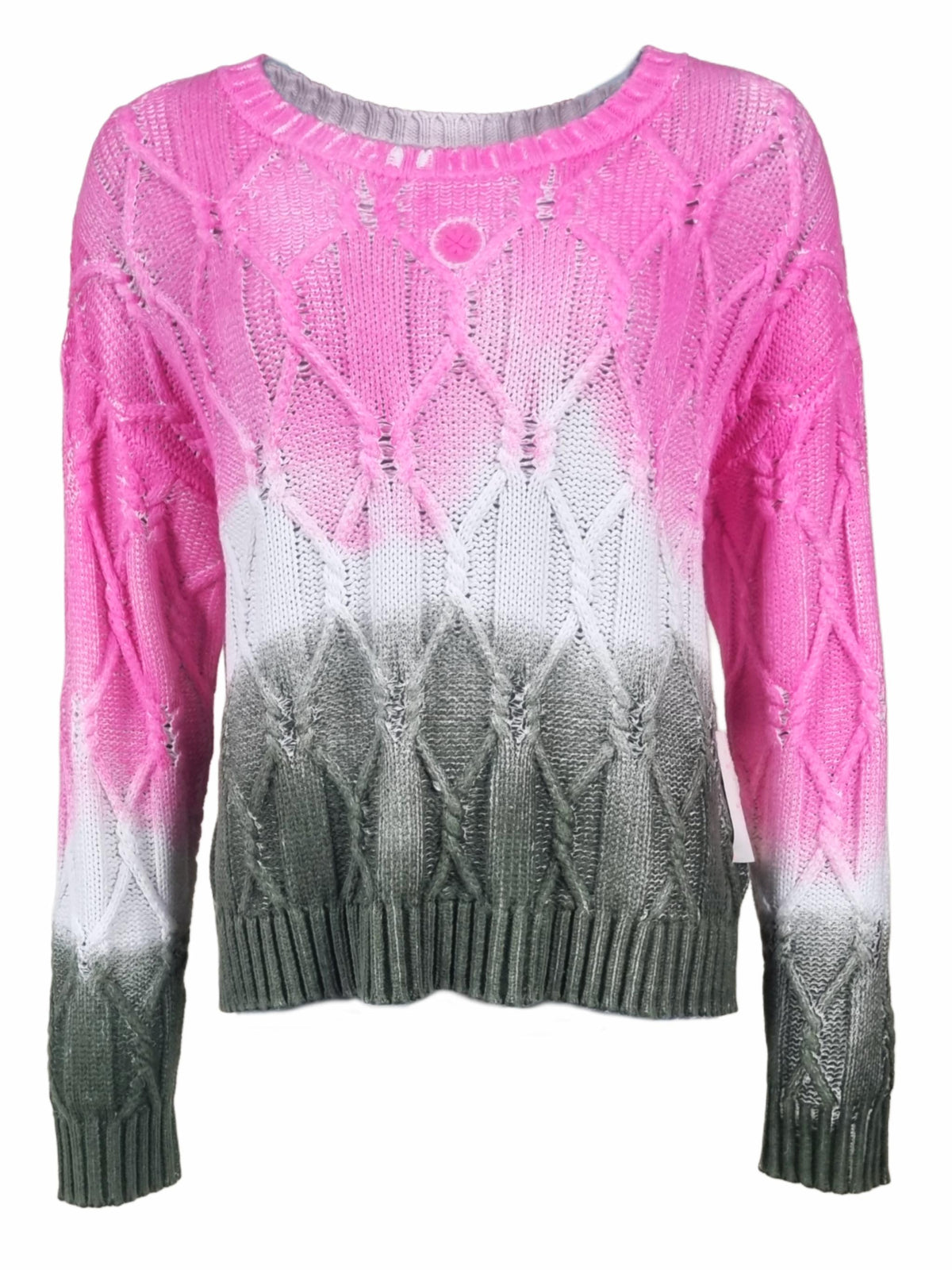 Damen Strickpullover gesprüht mit Zopfmuster aus Baumwoll - Polyacryl - Mischung - DoroC