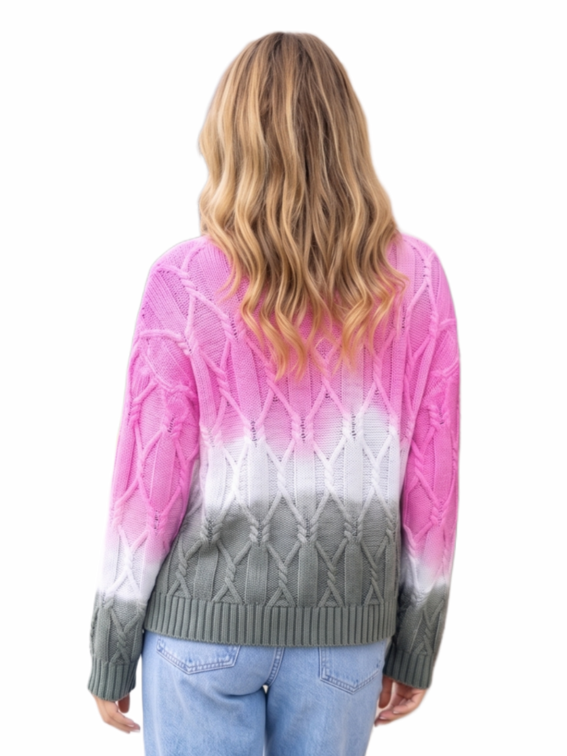 Damen Strickpullover gesprüht mit Zopfmuster aus Baumwoll - Polyacryl - Mischung - DoroC